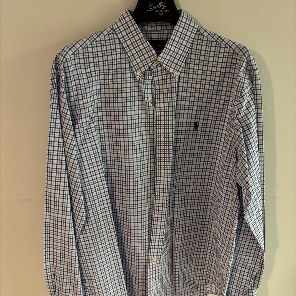 Polo Ralph Lauren Men's Blue and White Checkered Shirt